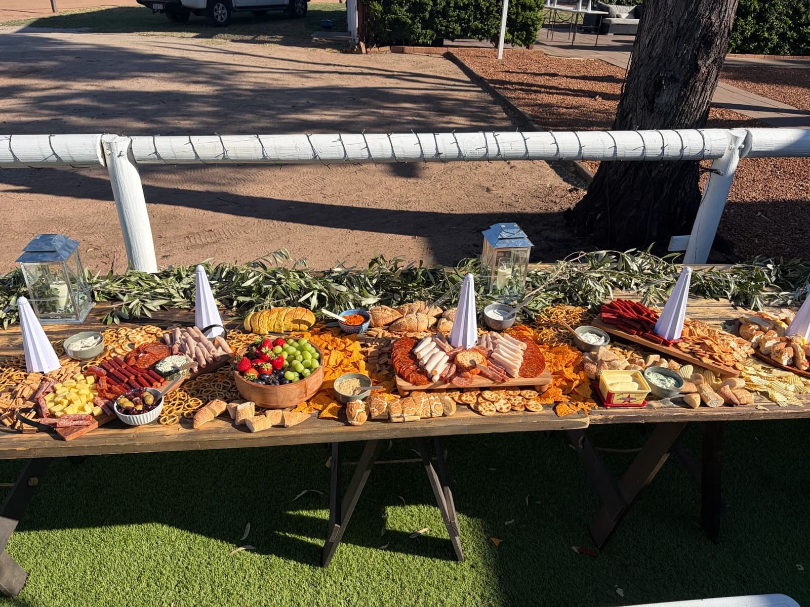 Wedding reception catering setup